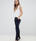 Y.a.s Petite Ecco Tailored Ankle Length Cigarette Pants In Navy