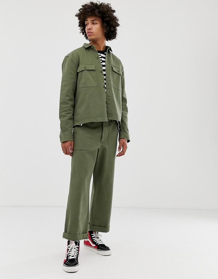 Asos Design Two-piece Fatigue Pants In Khaki-green