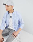 Abercrombie & Fitch Poplin Moose Icon Logo Button Down Collar Shirt In Light Blue - Blue