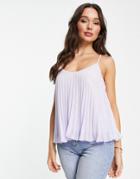 River Island Plisse Cami In Lilac-purple