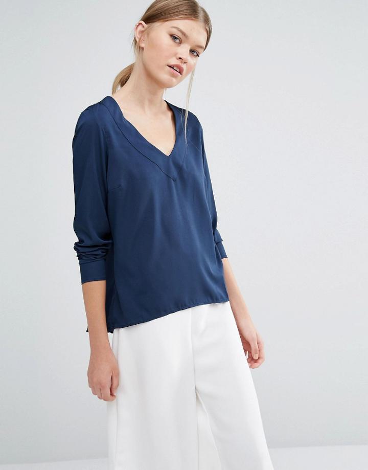 Vero Moda Long Sleeve Top In Blue - Blue