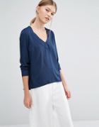 Vero Moda Long Sleeve Top In Blue - Blue