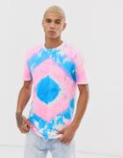 Asos Design Relaxed T-shirt In Heavyweight Jersey With Tie Dye Wash In Lilac - Pink