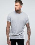 Asos Super Oversized Longline T-shirt With Roll Sleeve In Gray Marl - Gray