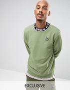 Puma High Neck Typo Crew Sweatshirt In Green 57443201 - Green