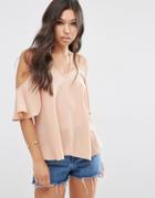 Asos Cold Shoulder Cami - Caramel