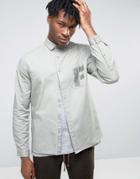 Asos Regular Fit Military Shirt With Hand Drawn Print - Green