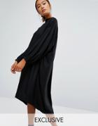Monki Oversized Long Sleeve Midi Dress - Black
