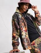 Asos Dark Future Oversized Jacket In Polar Fleece With Tapestry Print In Multi - Part Of A Set