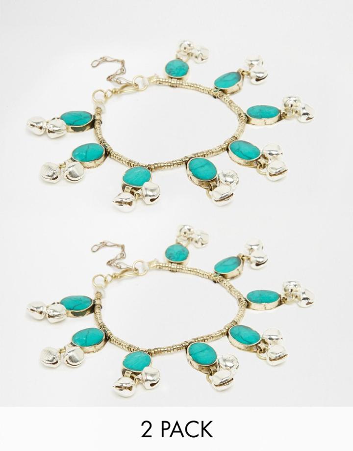 Rock N Rose Amorie Beads & Bells Anklet - Gold
