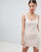 Missguided Peace And Love Stepped Hem Mini Dress - Pink