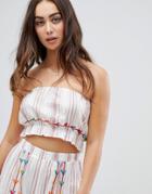 Asos Design Chevron Embroidered Bandeau Beach Two-piece Top - Multi