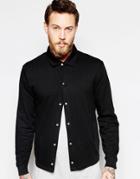 Asos Jersey Harrington Jacket With Snaps In Black - Black