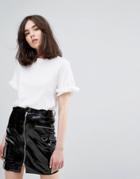 Plain Studios Crew T-shirt With Ruffle Trim - White