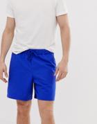 Asos Design Cargo Shorts In Washed Blue Linen - Blue