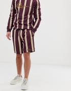 River Island Shorts With Stripes In Burgundy-red