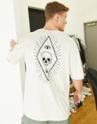 Jack & Jones Originals Oversized T-shirt With Moon Skull Print In Gray-grey
