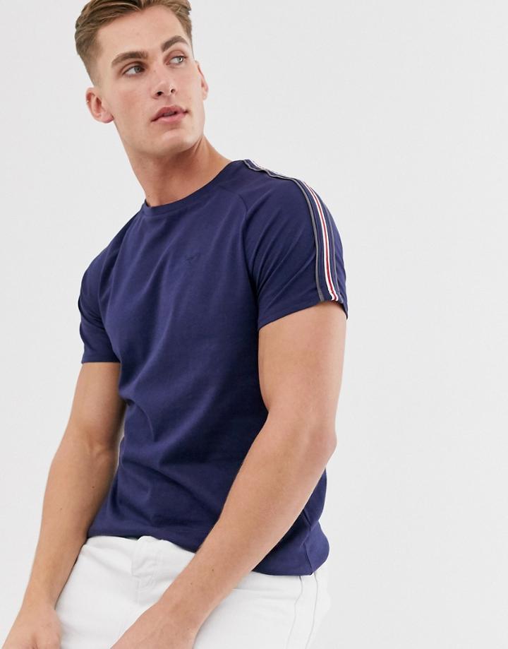 Threadbare Panel T-shirt With Taping In Navy