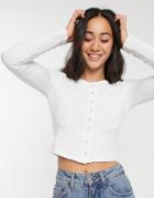Asos Design Fitted Cardi With Snaps In White