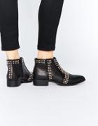 Asos Arrive Studded Pointed Ankle Boots - Black