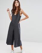 Warehouse Linen Mix Strappy Jumpsuit - Navy