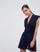 Y.a.s Tailored Wrap Romper - Navy