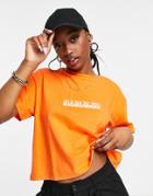 Napapijri Box Cropped T-shirt In Orange