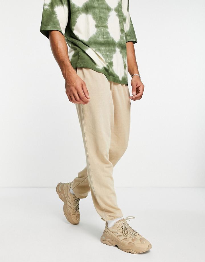 Champion Small Logo Tapered Sweatpants In Tan-green