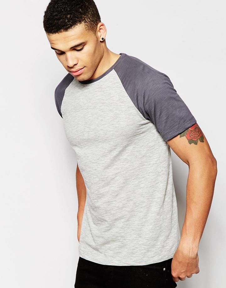 Hoxton Denim Baseball T-shirt - Gray