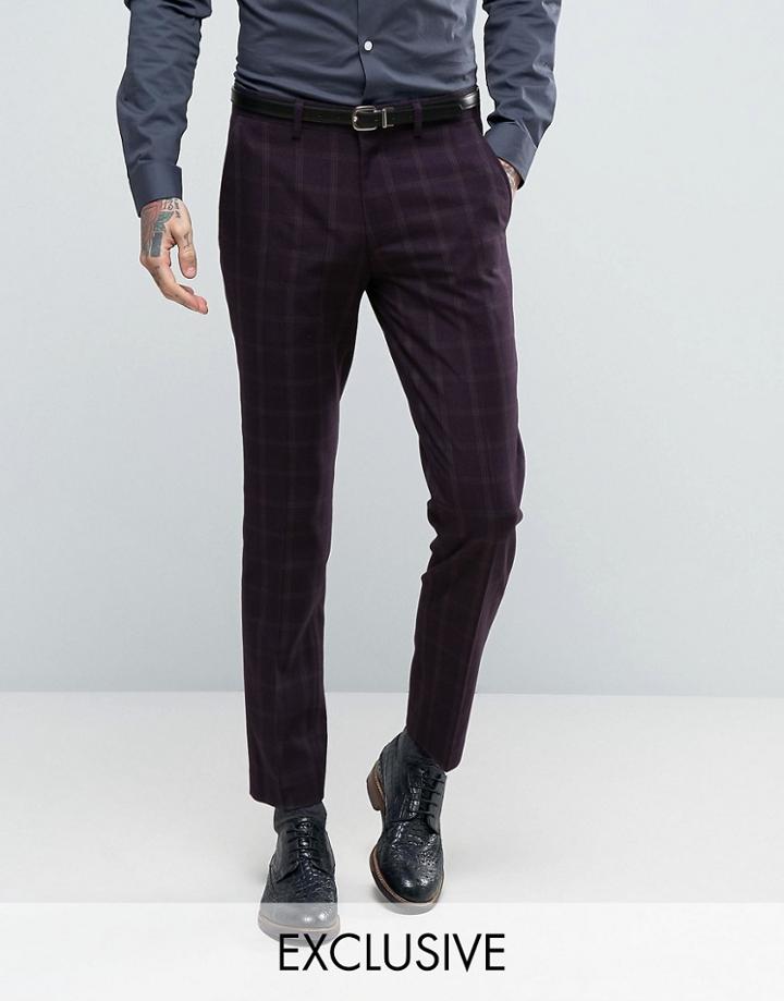 Only & Sons Skinny Suit Pant In Check - Navy