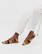 Asos Design Leanne High Vamp Slingback Ballet Flats In Stripe-multi