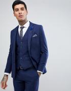 Harry Brown Blue Flannel Slim Fit Wool Blend Suit Jacket - Blue