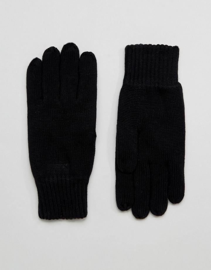 Selected Homme Leth Gloves In Black - Black