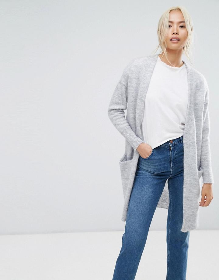 Selected Knitted Cardigan - Gray