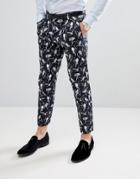 Jack & Jones Premium Slim Suit Pants With All Over Print - Navy