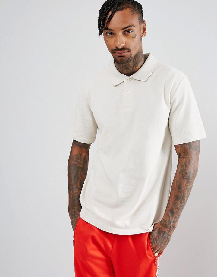 Asos Relaxed Fit Polo In Pique - Beige