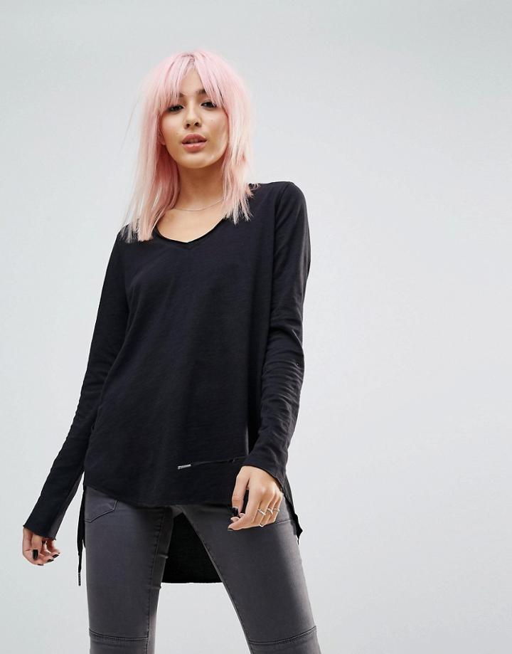 Blank Nyc Long Sleeved Scoop Neck T-shirt - Black