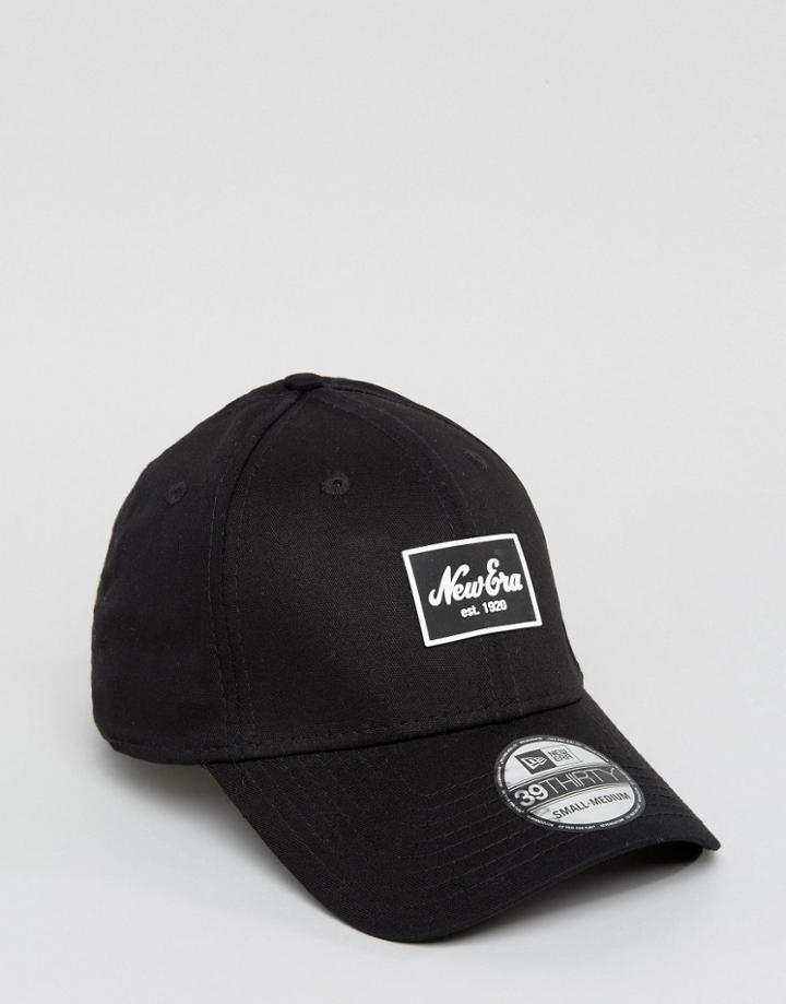 New Era 39thirty Cap Fitted Patch Logo - Black