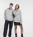 Collusion Unisex Hoodie With Print In Gray-grey