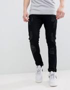 Voi Jeans Skinny Fit Jeans In Ripped-black
