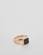 Icon Brand Square Signet Ring In Gold With Black Enamel Stone - Gold