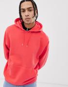 Asos Design Oversized Hoodie In Bright Coral-pink