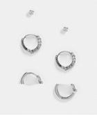 Topshop Pack Of 3 Stone And Crystal Earrings In Silver