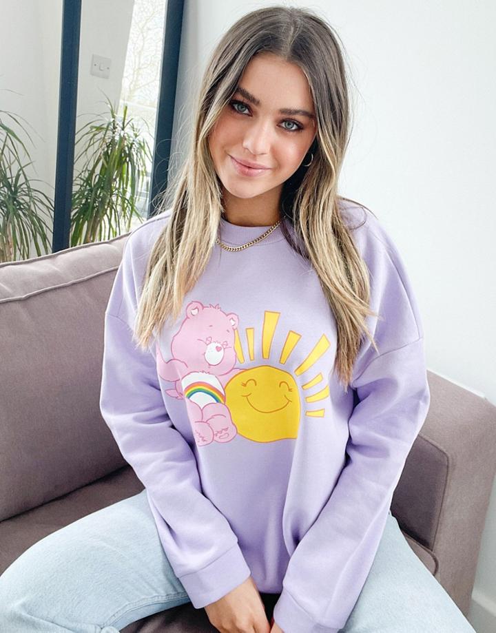 Asos Design Care Bears Set Oversized Sweatshirt In Lilac-purple