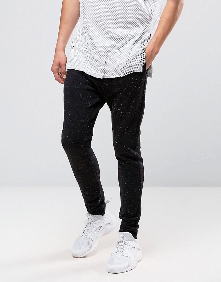 Weekday Long J Sweat Pants Black Melange - Black