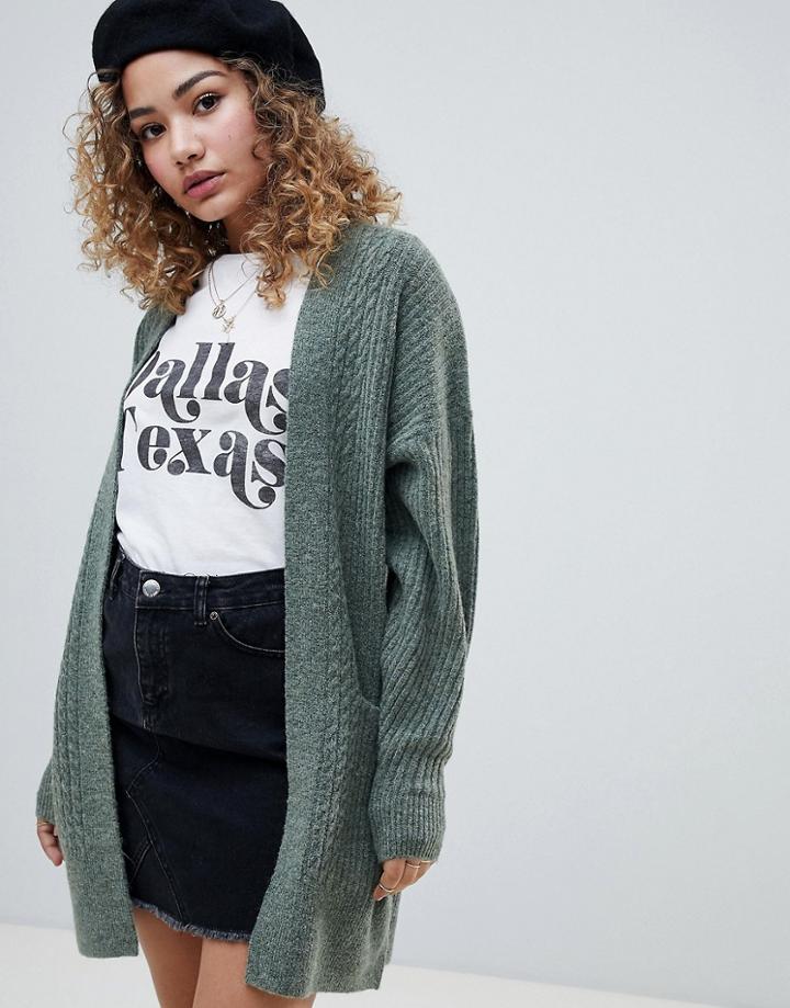 Miss Selfridge Longline Cardigan In Sage - Green