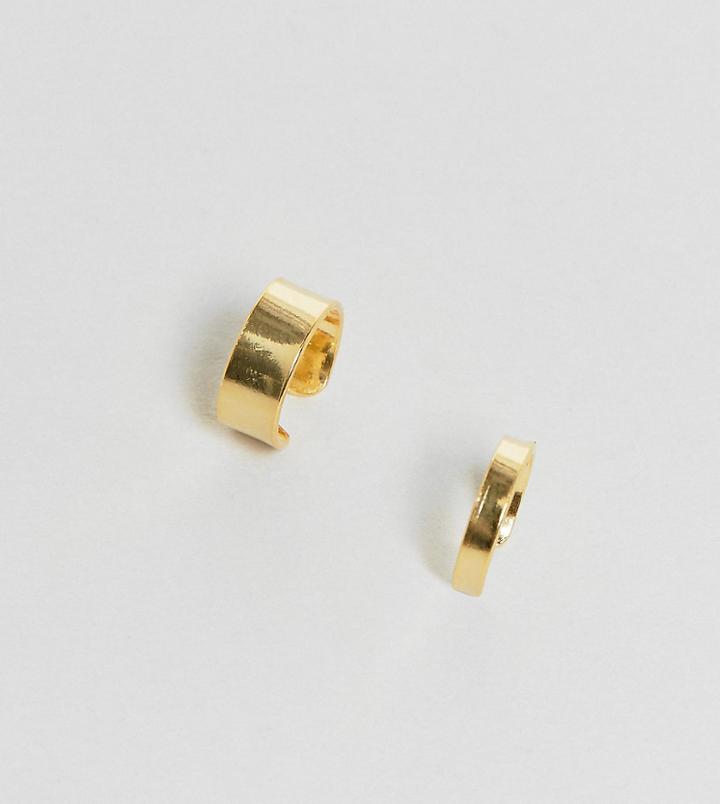 Asos Pack Of 2 Gold Plated Sterling Silver Ear Cuffs - Gold