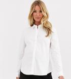 Asos Design Maternity Long Sleeve Fitted Shirt In Stretch Cotton-white