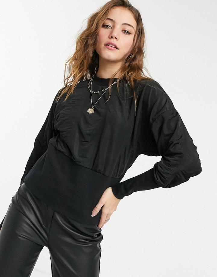 Pieces Cable Knit High Neck Sweater In Black