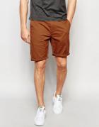 Asos Slim Chino Shorts In Brown - Daschund